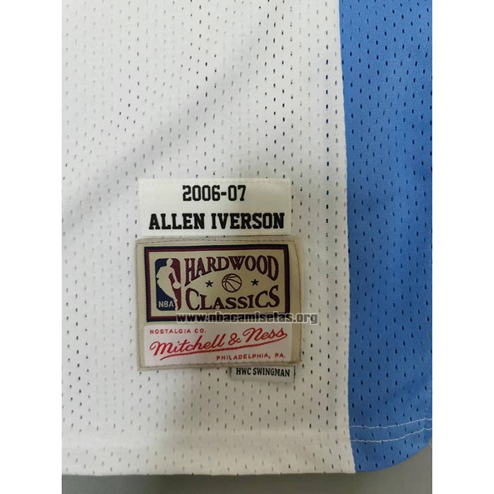 Camiseta Denver Nuggets Allen Iverson NO 3 Mitchell & Ness 2006-07 Blanco